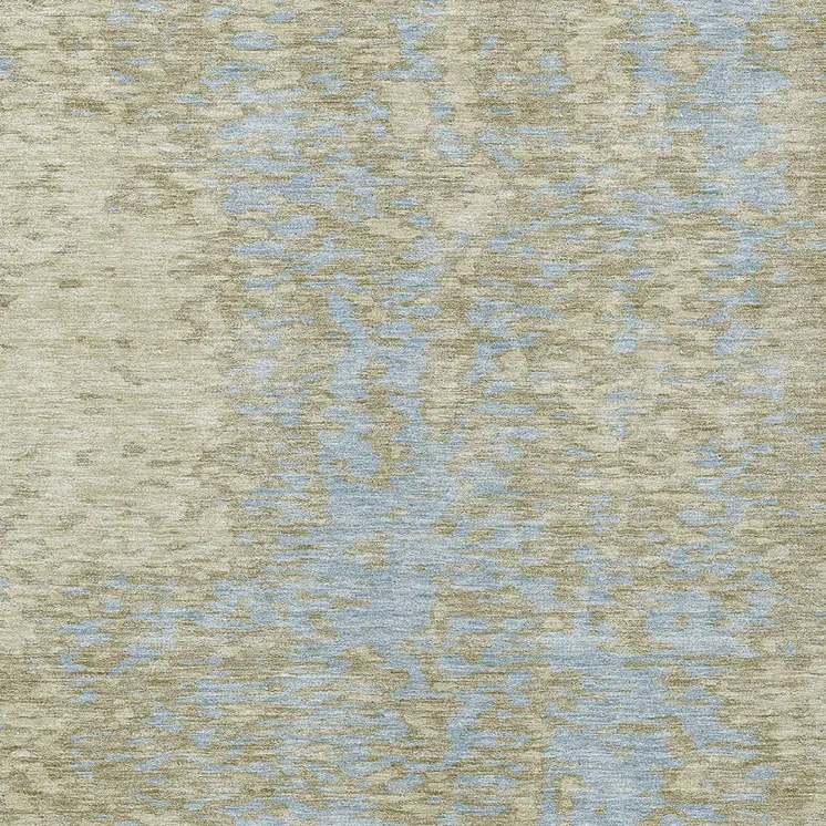 3' X 5' Beige And Blue Abstract Washable Indoor Outdoor Area Rug