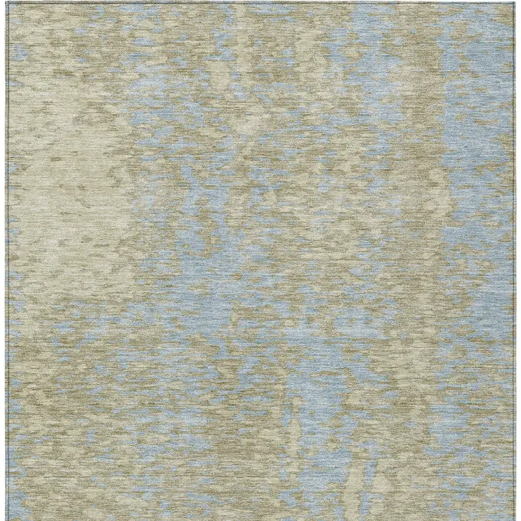 8' X 10' Beige And Blue Abstract Washable Indoor Outdoor Area Rug