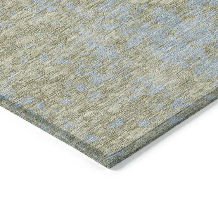 8' X 10' Beige And Blue Abstract Washable Indoor Outdoor Area Rug