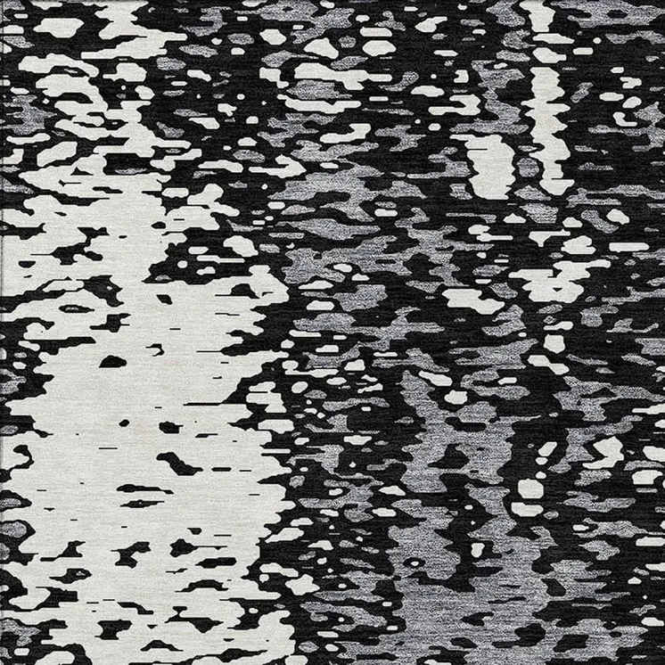 3' X 5' Black And Gray Abstract Washable Indoor Outdoor Area Rug