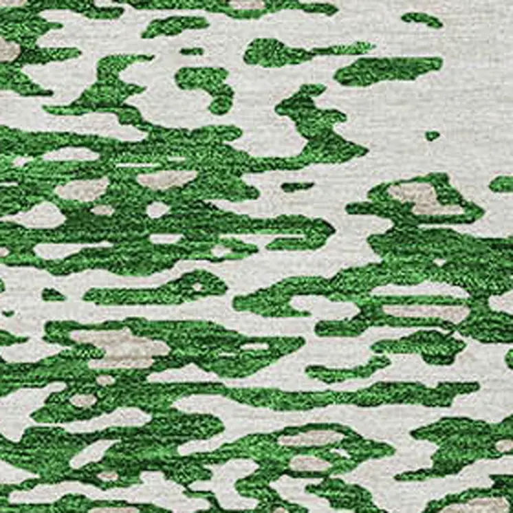 5' X 8' Emerald And Ivory Abstract Washable Indoor Outdoor Area Rug