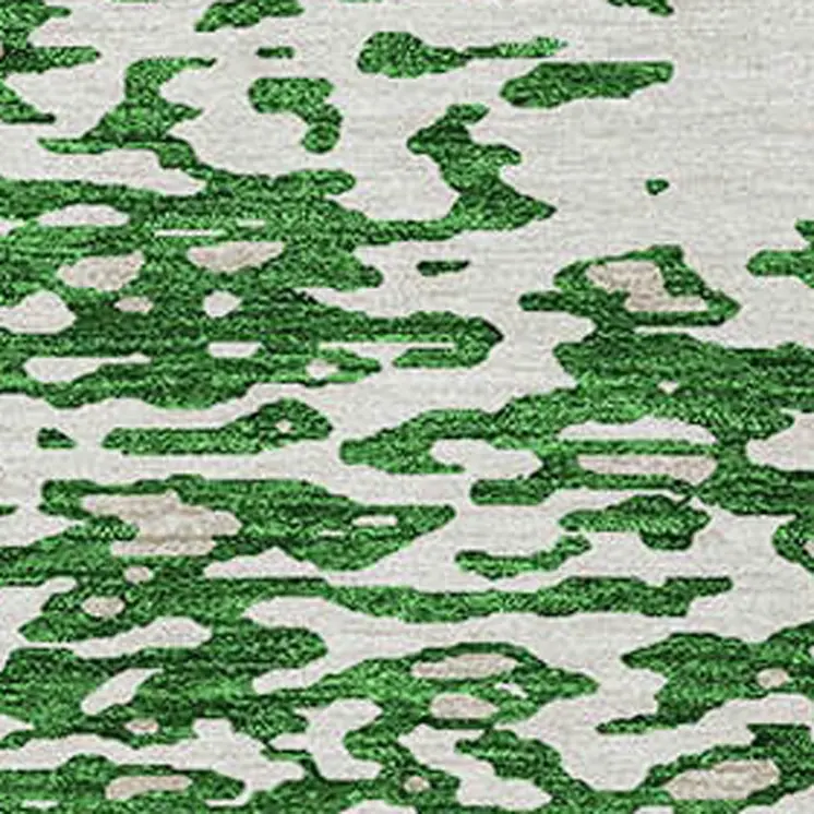 8' X 10' Emerald And Ivory Abstract Washable Indoor Outdoor Area Rug