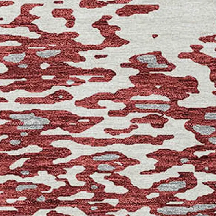 10' X 14' Burgundy And Ivory Abstract Washable Indoor Outdoor Area Rug