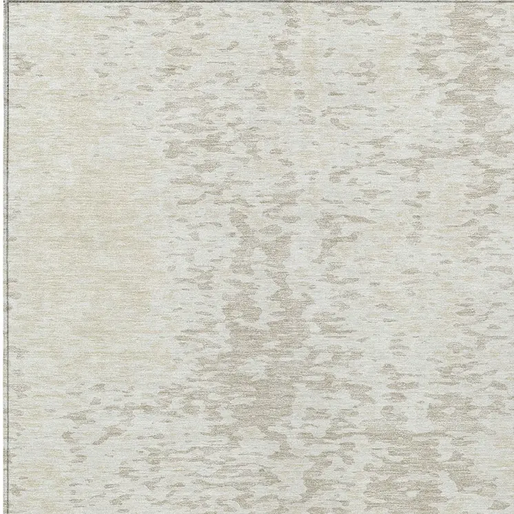 3' X 5' Ivory And Beige Abstract Washable Indoor Outdoor Area Rug