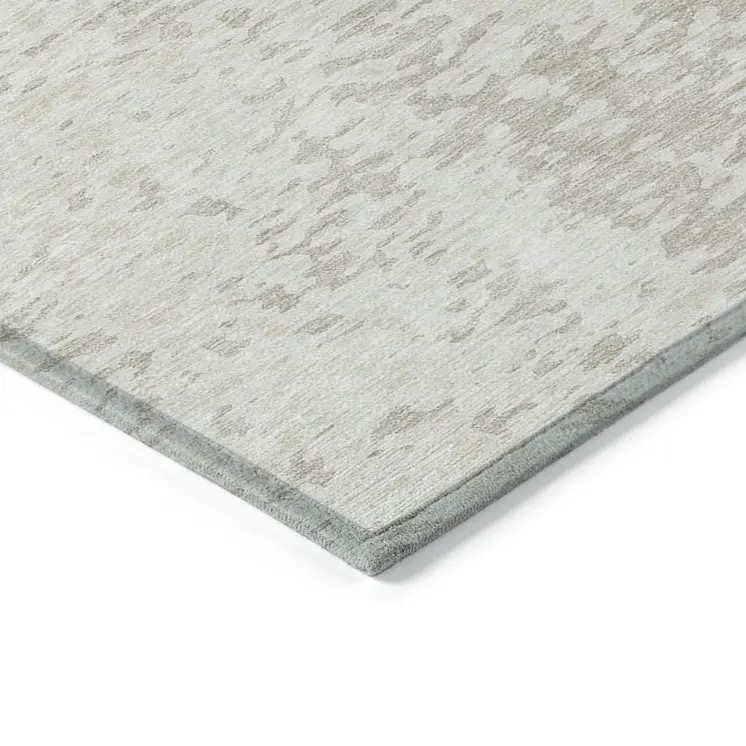 8' X 10' Ivory And Beige Abstract Washable Indoor Outdoor Area Rug