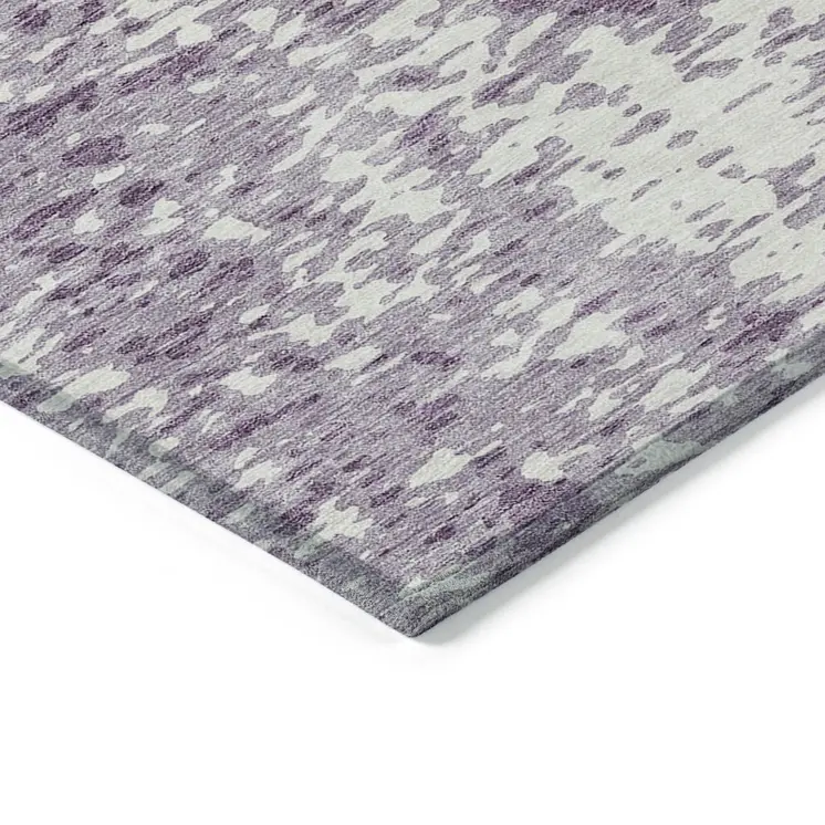 3' X 5' Lavender And Ivory Abstract Washable Indoor Outdoor Area Rug