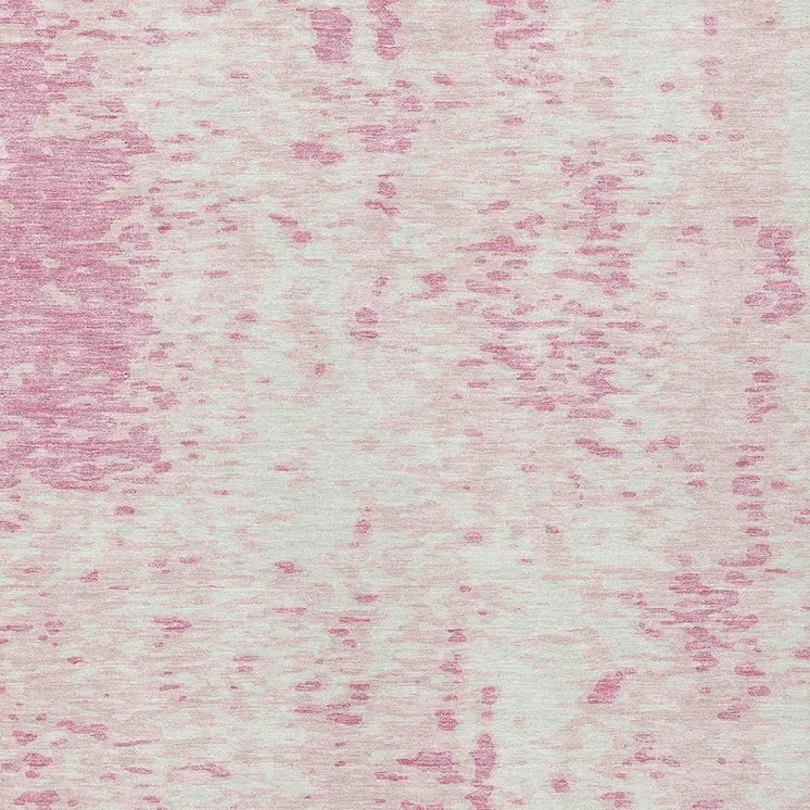 9' X 12' Pink And Ivory Abstract Washable Indoor Outdoor Area Rug