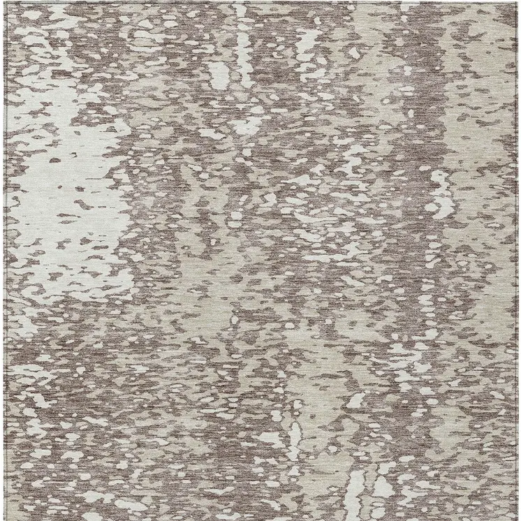 10' X 14' Taupe And Ivory Abstract Washable Indoor Outdoor Area Rug
