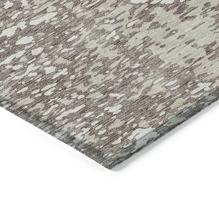 10' X 14' Taupe And Ivory Abstract Washable Indoor Outdoor Area Rug