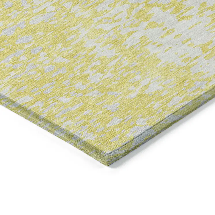 10' X 14' Yellow And Ivory Abstract Washable Indoor Outdoor Area Rug