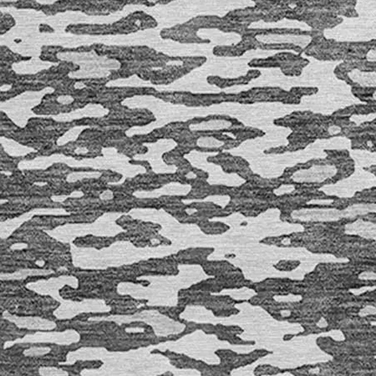 8' Charcoal And Silver Round Abstract Washable Indoor Outdoor Area Rug