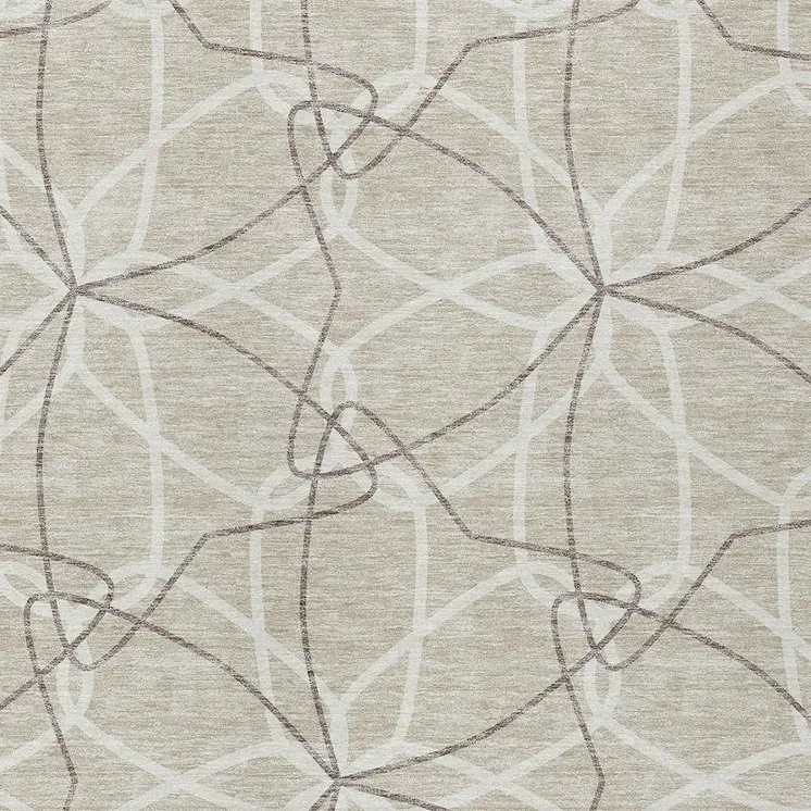 8' X 10' Beige And Ivory Geometric Washable Indoor Outdoor Area Rug