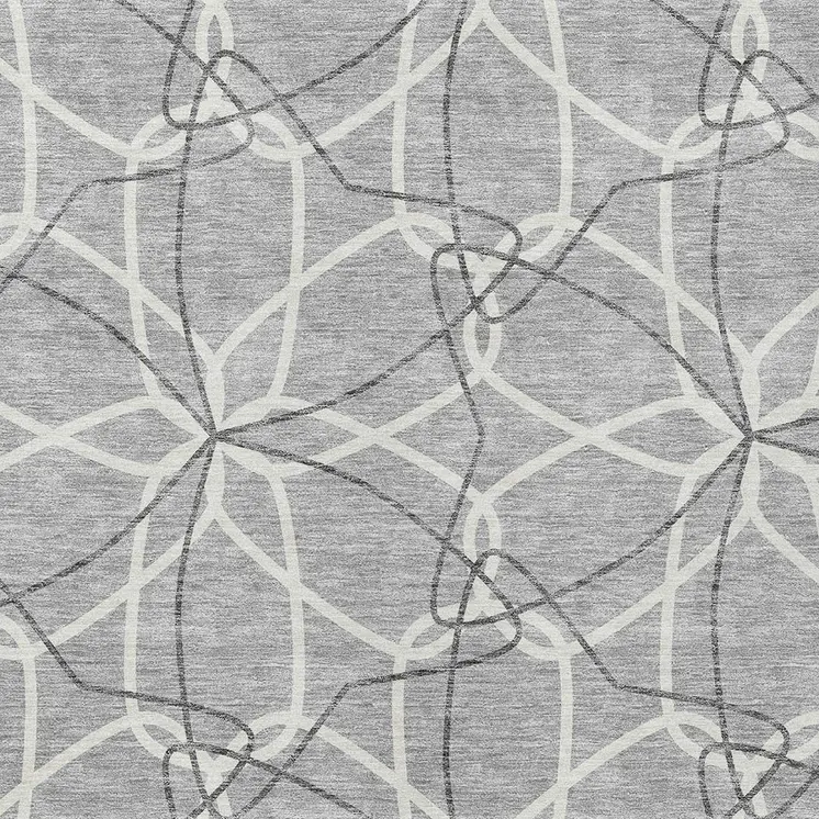 8' X 10' Gray And Ivory Geometric Washable Indoor Outdoor Area Rug