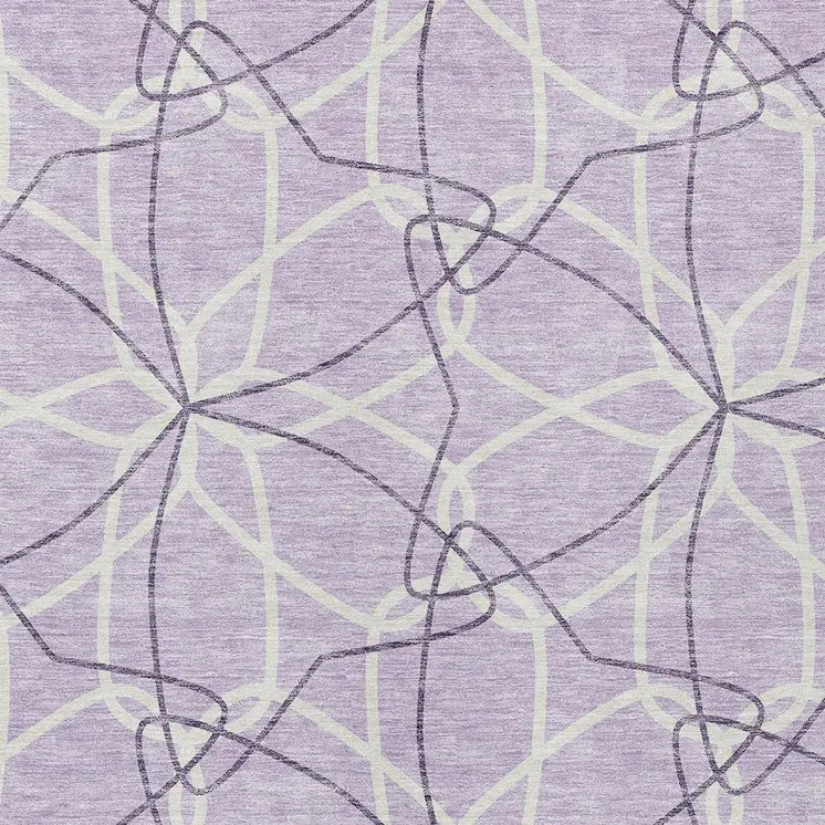 8' X 10' Lavender And Ivory Geometric Washable Indoor Outdoor Area Rug