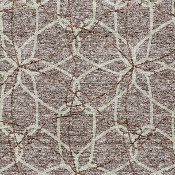 8' X 10' Taupe And Ivory Geometric Washable Indoor Outdoor Area Rug