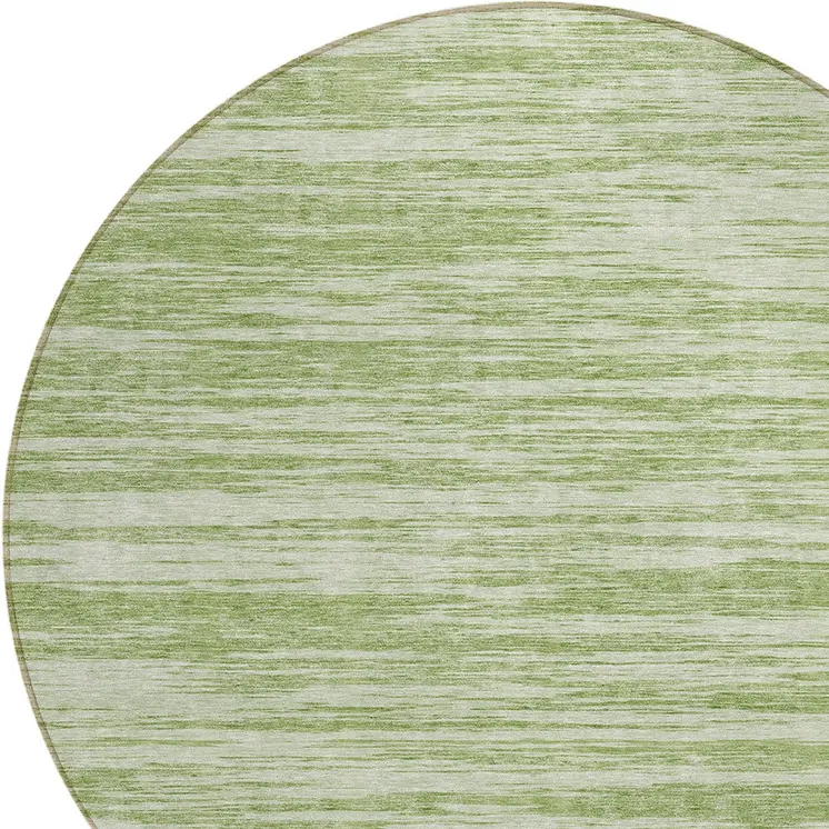 8' Sage And Ivory Round Abstract Washable Indoor Outdoor Area Rug