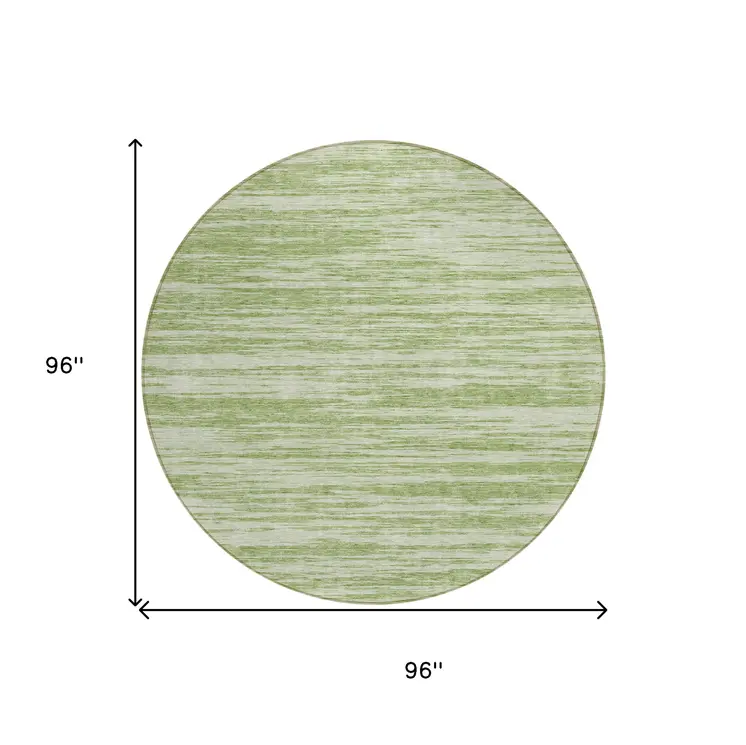 8' Sage And Ivory Round Abstract Washable Indoor Outdoor Area Rug