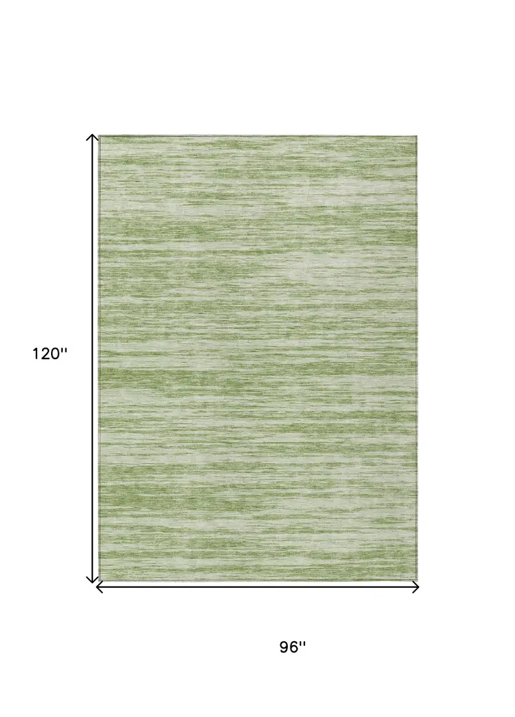 8' X 10' Sage And Ivory Abstract Washable Indoor Outdoor Area Rug