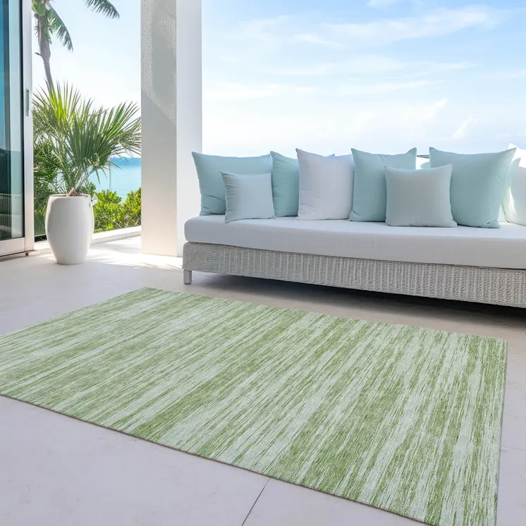 8' X 10' Sage And Ivory Abstract Washable Indoor Outdoor Area Rug