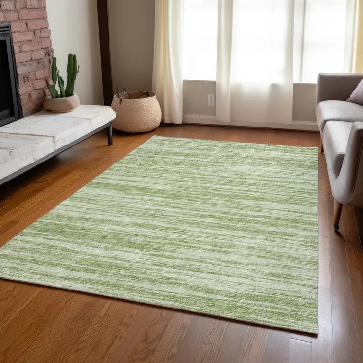 8' X 10' Sage And Ivory Abstract Washable Indoor Outdoor Area Rug