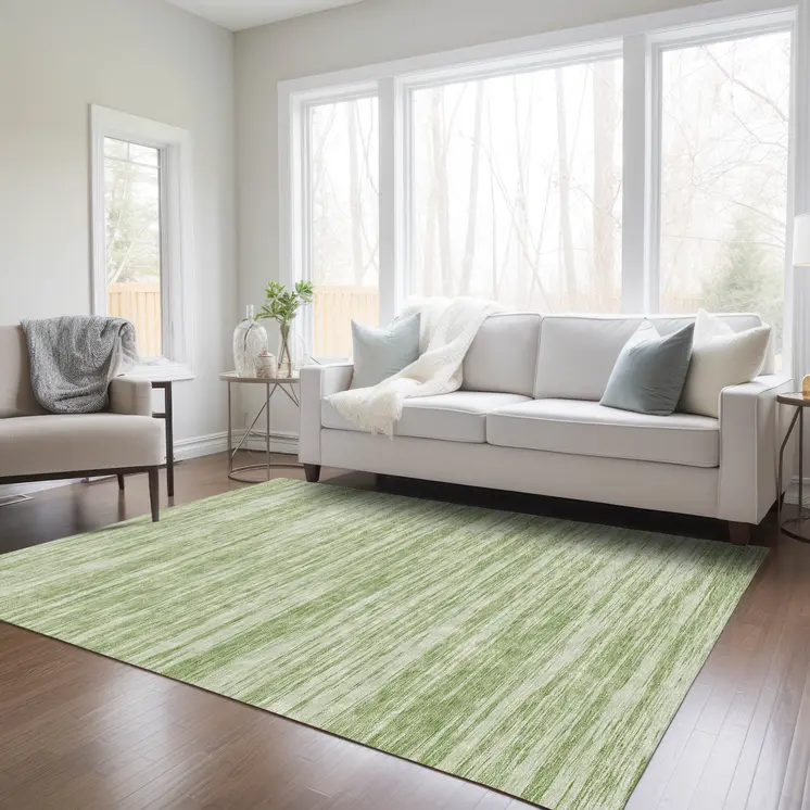 8' X 10' Sage And Ivory Abstract Washable Indoor Outdoor Area Rug