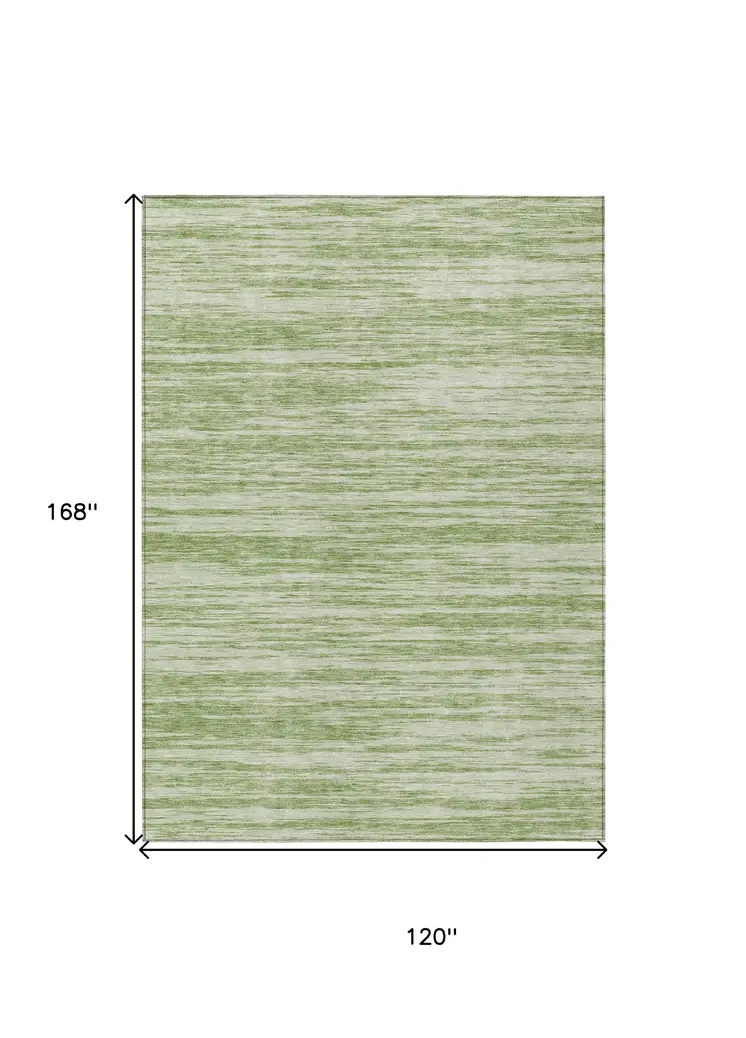 10' X 14' Sage And Ivory Abstract Washable Indoor Outdoor Area Rug