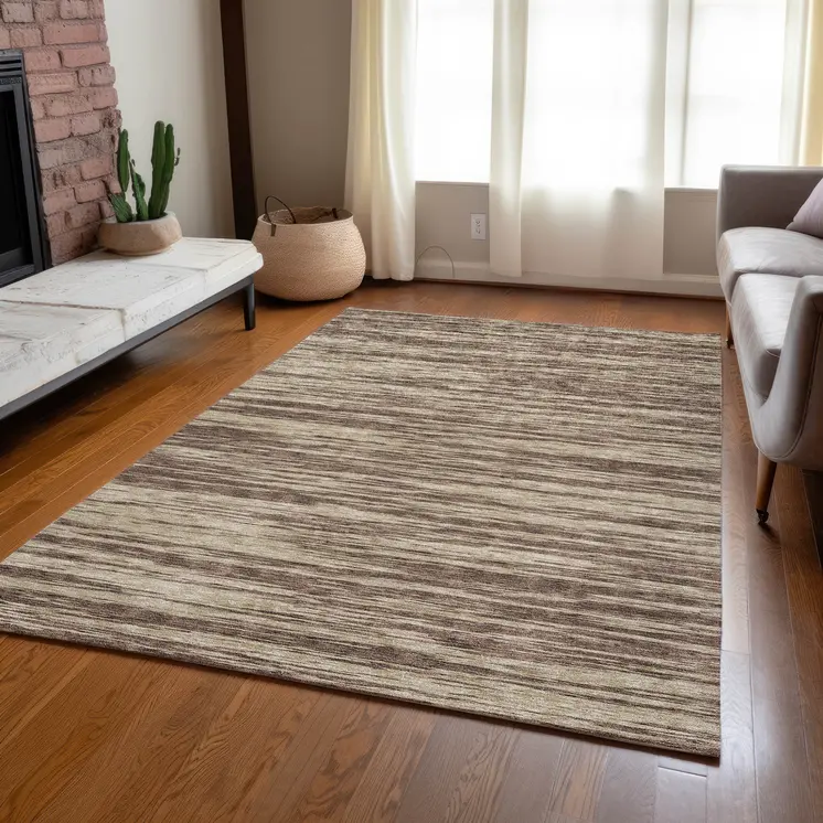 3' X 5' Brown And Beige Abstract Washable Indoor Outdoor Area Rug