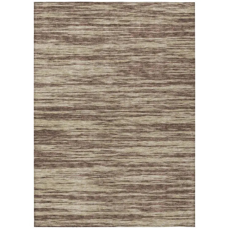 8' X 10' Brown And Beige Abstract Washable Indoor Outdoor Area Rug