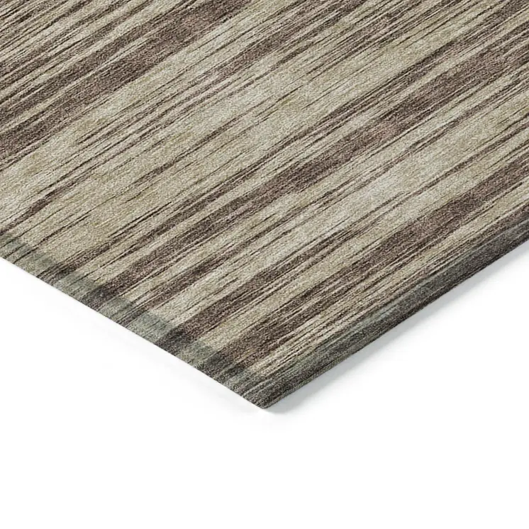 8' X 10' Brown And Beige Abstract Washable Indoor Outdoor Area Rug
