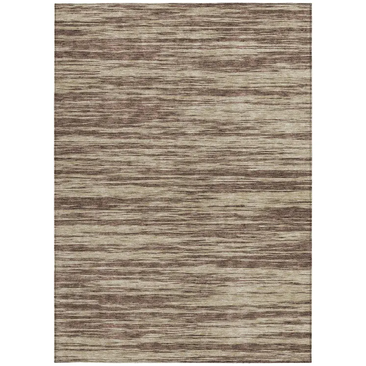 8' X 10' Brown And Beige Abstract Washable Indoor Outdoor Area Rug