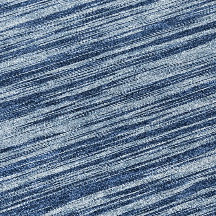 8' Blue And Navy Blue Round Abstract Washable Indoor Outdoor Area Rug