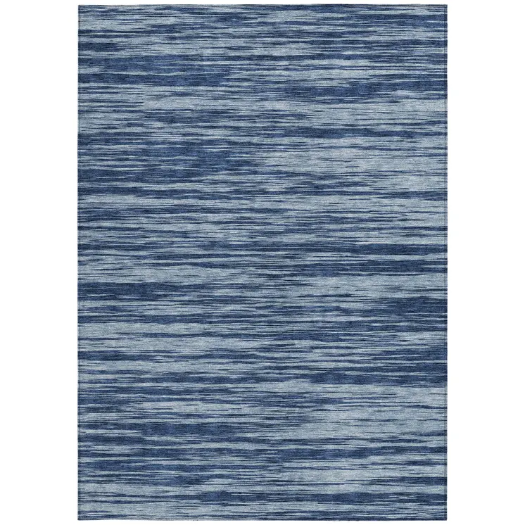 10' X 14' Blue And Navy Blue Abstract Washable Indoor Outdoor Area Rug