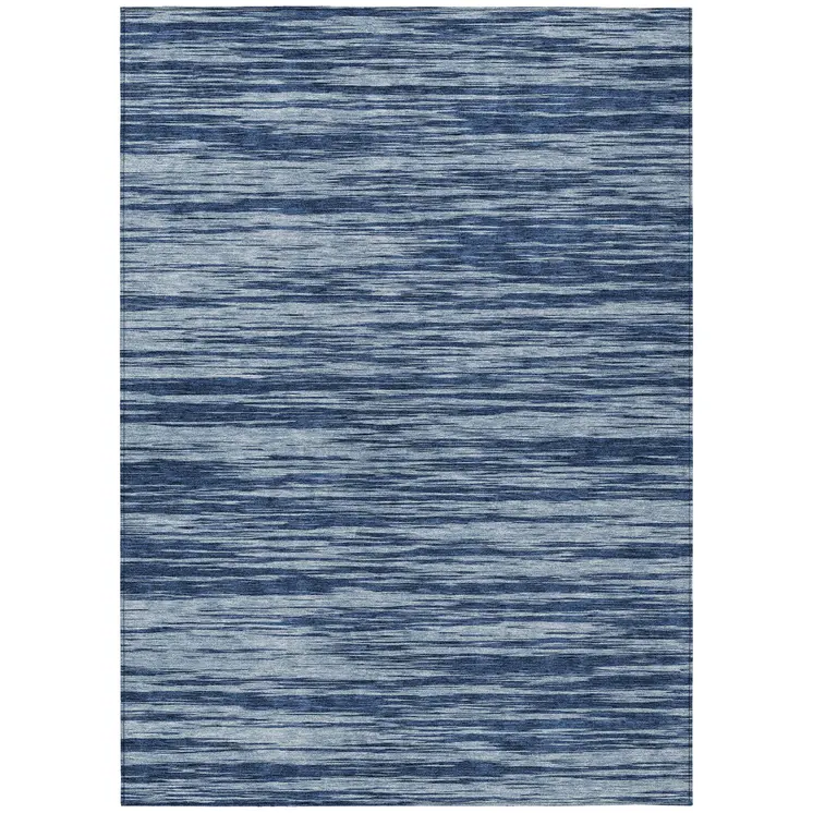10' X 14' Blue And Navy Blue Abstract Washable Indoor Outdoor Area Rug