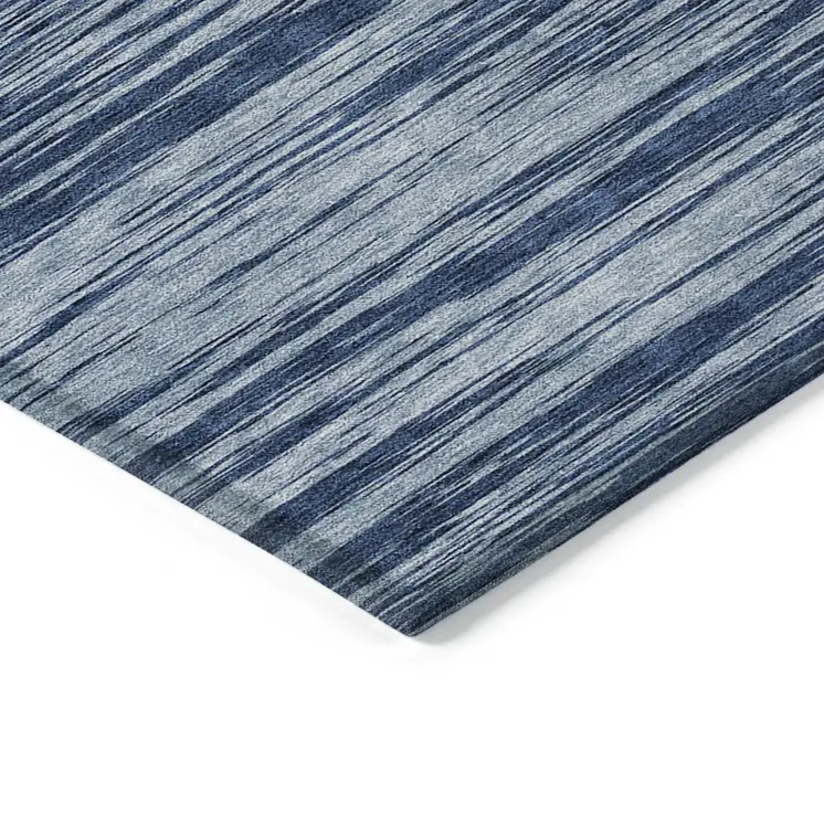 10' X 14' Blue And Navy Blue Abstract Washable Indoor Outdoor Area Rug