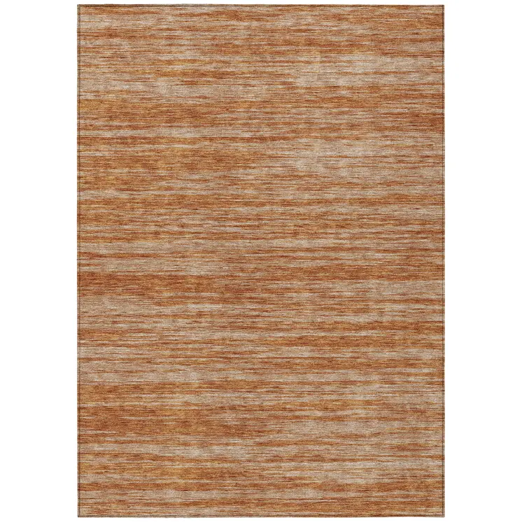 5' X 8' Copper And Rust Abstract Washable Indoor Outdoor Area Rug