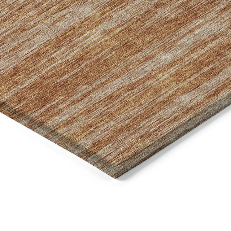 5' X 8' Copper And Rust Abstract Washable Indoor Outdoor Area Rug