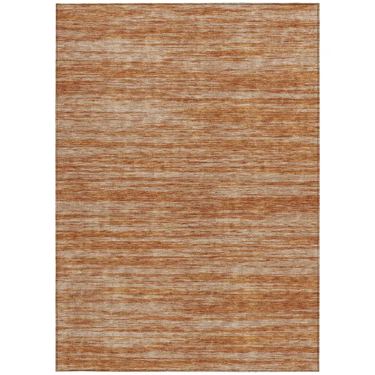 5' X 8' Copper And Rust Abstract Washable Indoor Outdoor Area Rug