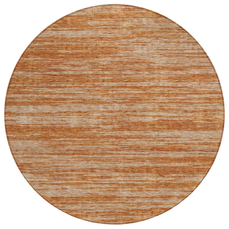 8' Copper And Rust Round Abstract Washable Indoor Outdoor Area Rug
