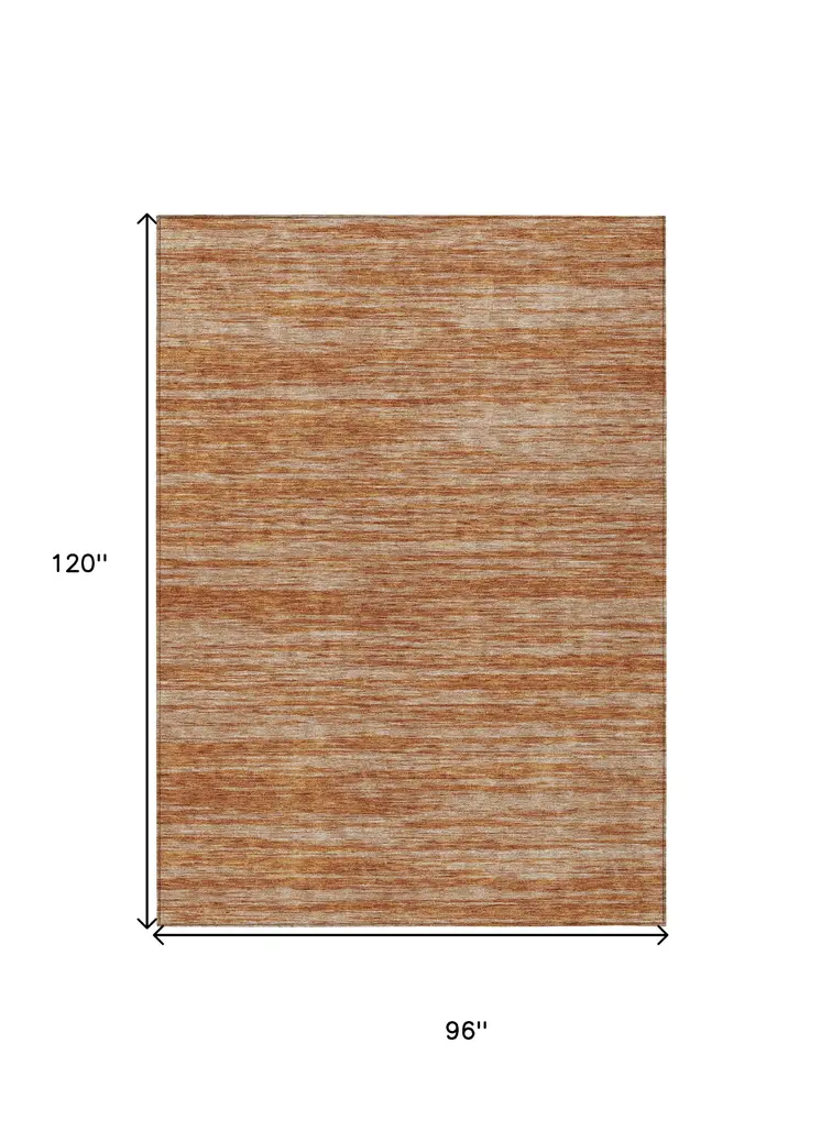 8' X 10' Copper And Rust Abstract Washable Indoor Outdoor Area Rug