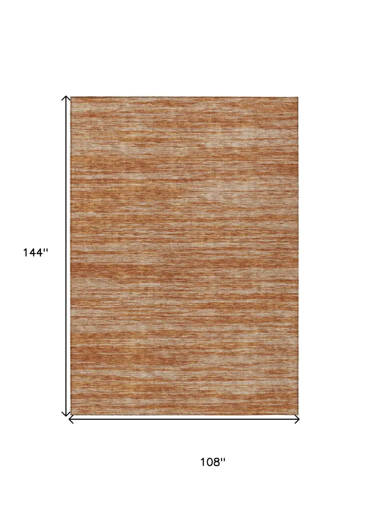 9' X 12' Copper And Rust Abstract Washable Indoor Outdoor Area Rug