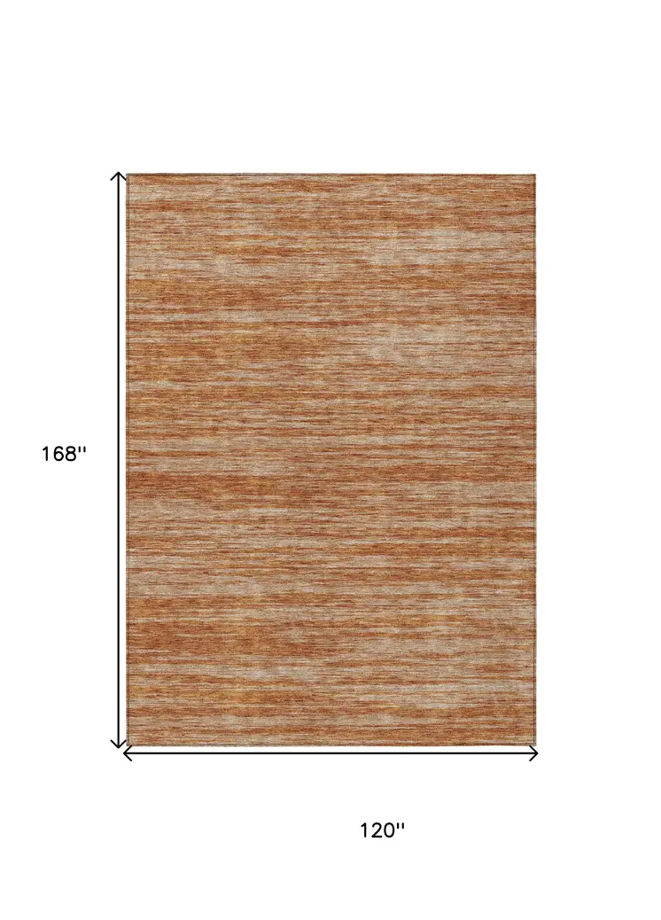 10' X 14' Copper And Rust Abstract Washable Indoor Outdoor Area Rug