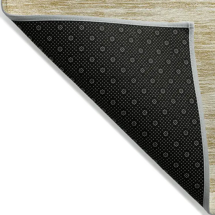 9' X 12' Gold And Ivory Abstract Washable Indoor Outdoor Area Rug