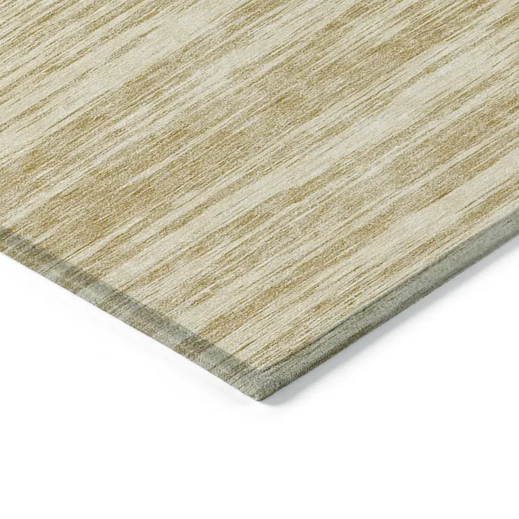 9' X 12' Gold And Ivory Abstract Washable Indoor Outdoor Area Rug