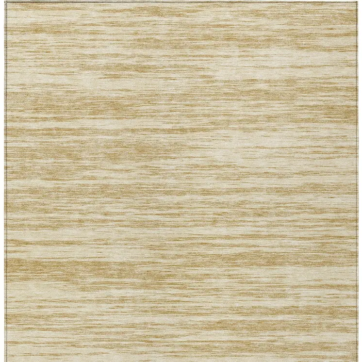 10' X 14' Gold And Ivory Abstract Washable Indoor Outdoor Area Rug