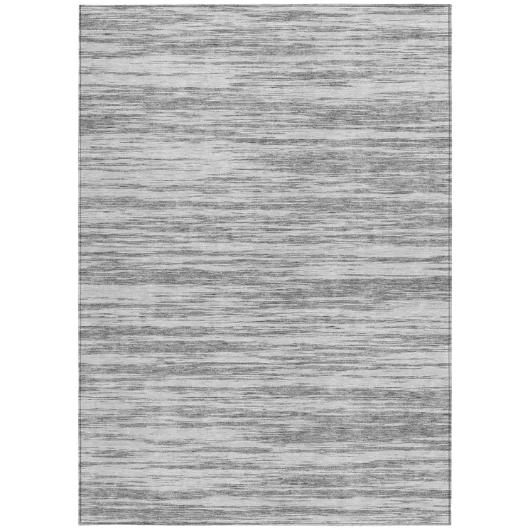 5' X 8' Gray And Ivory Abstract Washable Indoor Outdoor Area Rug