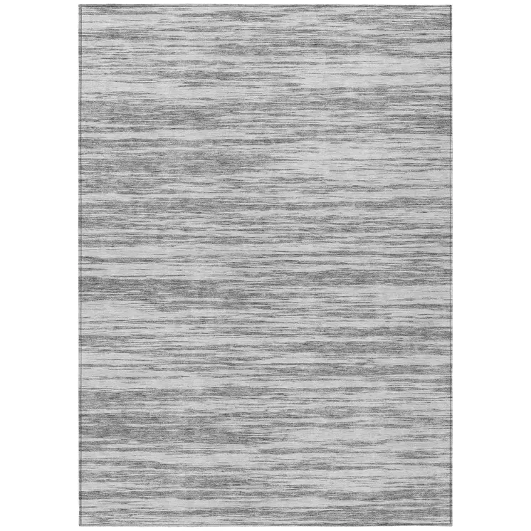 9' X 12' Gray And Ivory Abstract Washable Indoor Outdoor Area Rug