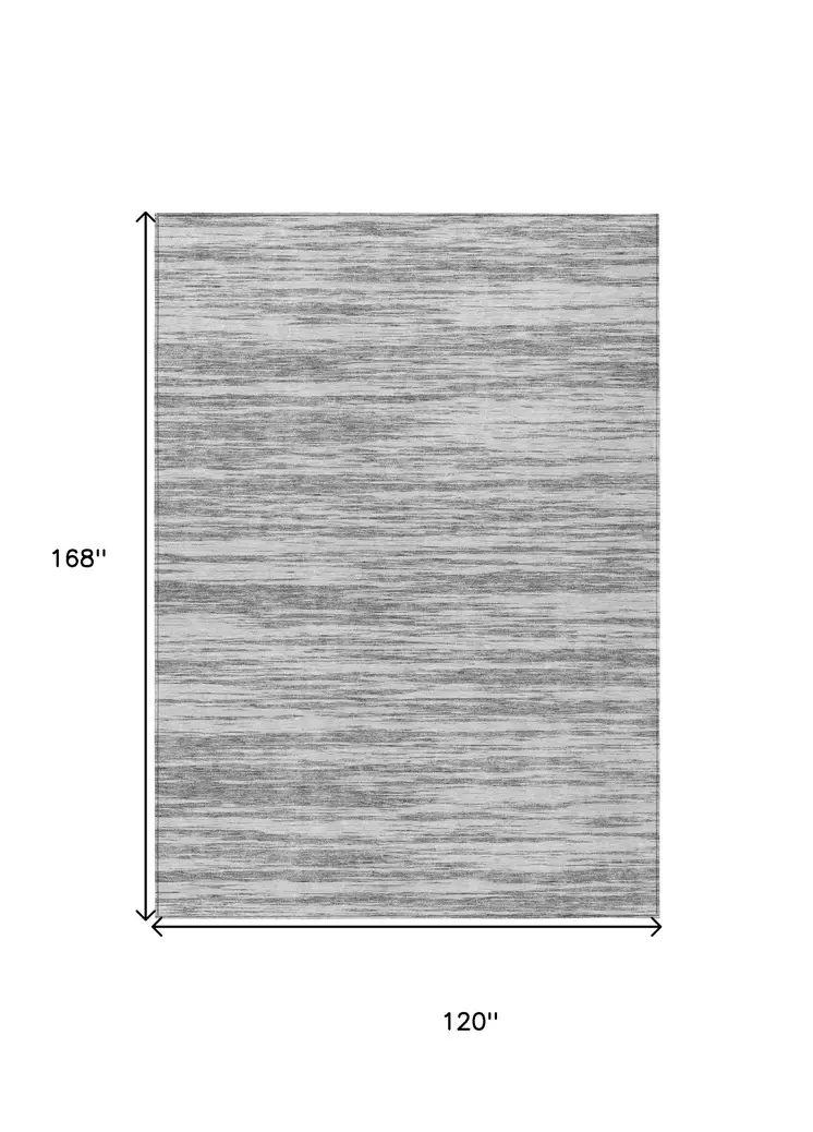 10' X 14' Gray And Ivory Abstract Washable Indoor Outdoor Area Rug