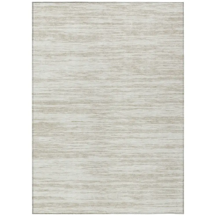 3' X 5' Ivory And Beige Abstract Washable Indoor Outdoor Area Rug