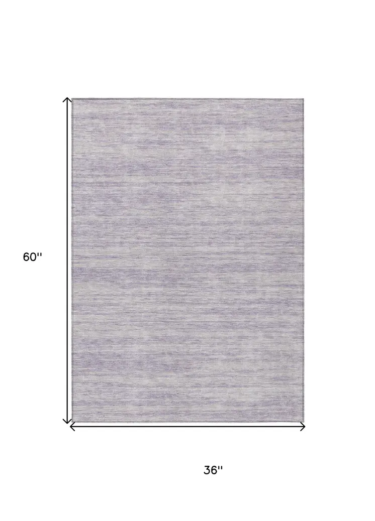3' X 5' Lavender And Lilac Abstract Washable Indoor Outdoor Area Rug