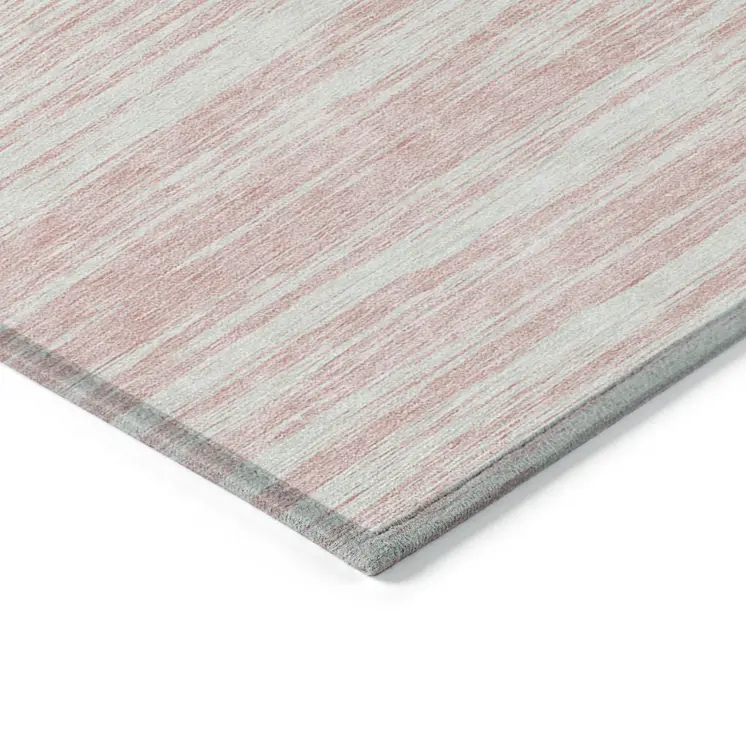 9' X 12' Pink And Ivory Abstract Washable Indoor Outdoor Area Rug